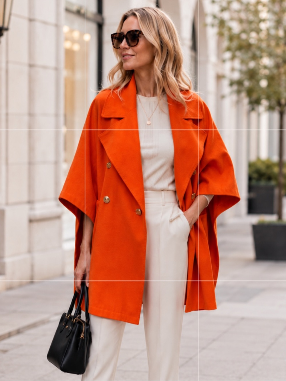 Gorgeous Badgley Mischka Orange Cape with pockets❤️S